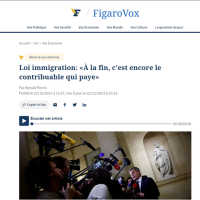 Loi immigration: «À la fin, c&#039;est encore le contribuable qui paye» [Tribune de Benoît Perrin sur FigaroVox]